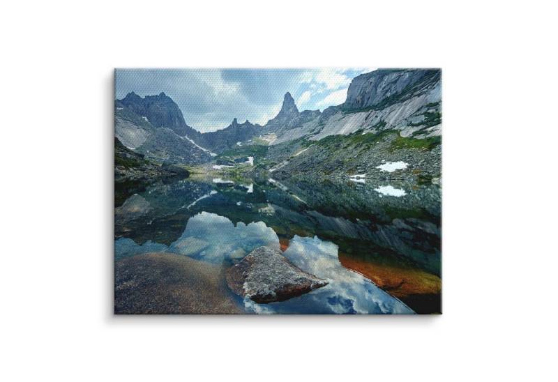 ArtMind XXL-Wandbild Stiller Gebirgsfluss, Premium Wandbilder als Poster & gerahmte Leinwand in verschiedenen Größen, Wall Art, Bild, Canvas von ArtMind