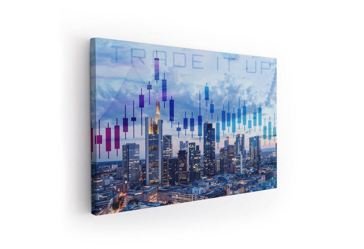 ArtMind XXL-Wandbild TRADE IT UP - SKYLINE FRANKFURT, Premium Wandbilder als Poster & gerahmte Leinwand in 4 Größen, Wall Art, Bild, moderne Kunst von ArtMind