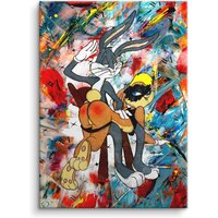 Wandbild - Bugs Und Lola Bunny Love Poster Leinwand Kunstdruck von ArtMindWandbilder