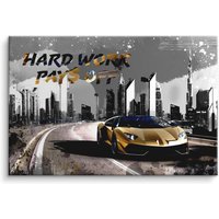 Wandbild - Hard Work Pays Off Motivationsbild Poster Leinwand Kunstdruck von ArtMindWandbilder