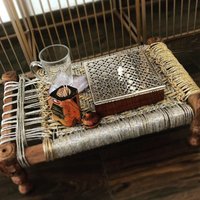 Handgewebtes Serviertablett, Minibett Als Serviertablett Unikat Tischtablett Handgewebtes Charpai Zur Dekoration Esstischtablett Handgewebtes Serviertablett, Minibett Als Serviertablett Unikat Tischtablett Handgewebtes Charpai Zur Dekoration Esstischtablett von ArtOfCity