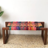 Multi Color Handgewebter Bench Chair Handgewebte Buntes Dekor Sehr Schöner Stuhl Für Holzmöbel von ArtOfCity