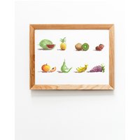 Fruit Guide Kunstdruck, Original Gemälde, Küchen Wandkunst, Obst Malerei, Fine Art Print von ArtOfOc