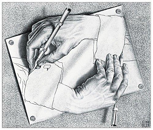 ArtPlaza AS10101 Drawing Hands, 1948-(Escher), Holz, Bunt, 47 x 1.8 x 40 cm von ArtPlaza