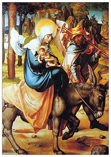 ArtPlaza Albrecht Durer - the Seven Mary's Pain - Flight Into Egypt, Dekorative Paneele, Holz, Mehrfarbig, 70 x 1.8 x 100 cm von ArtPlaza