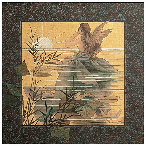 ArtPlaza Alexandre de Riquer-Winged Nymph at Sunrise, Dekorative Paneele, Holz, Mehrfarbig, 30 x 1.8 x 30 cm von ArtPlaza
