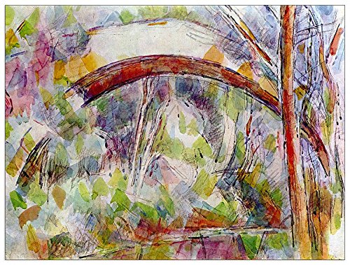 ArtPlaza Cezanne Paul-River at The Bridge of Three Sources, Dekorative Paneele, Holz, Mehrfarbig, 80 x 1.8 x 60 cm von ArtPlaza