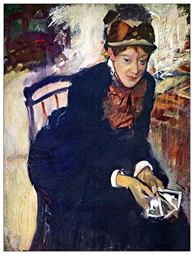 ArtPlaza Degas Edgar-Portrait of Miss Cassatt, Holding The Cards, Dekorative Paneele, Holz, Mehrfarbig, 60 x 1.8 x 80 cm von ArtPlaza