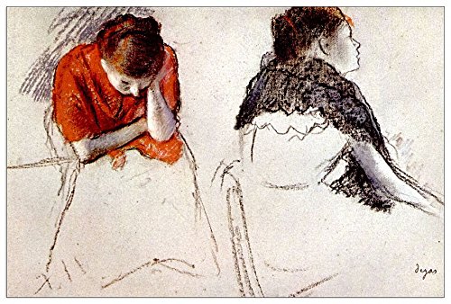 ArtPlaza Degas Edgar-Two Women Seated, Dekorative Paneele, Holz, Mehrfarbig, 90 x 1.8 x 60 cm von ArtPlaza