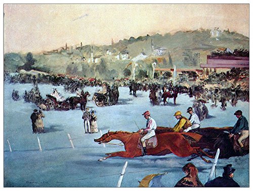 ArtPlaza Édouard Manet Èdouard-Races at The Bois de Boulogne, Dekorative Paneele, Holz, Mehrfarbig, 120 x 1.8 x 90 cm von ArtPlaza