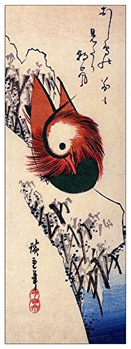 ArtPlaza Hiroshige Utagawa-Mandarin Duck, Dekorative Paneele, Holz, Mehrfarbig, 50 x 1.8 x 140 cm von ArtPlaza