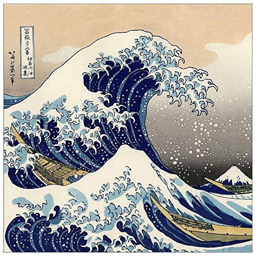 ArtPlaza Hokusai Katsushika -A Big Wave Off Kanagawa, Dekorative Paneele, Holz, Mehrfarbig, 70 x 1.8 x 70 cm von ArtPlaza