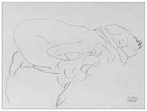 ArtPlaza Klimt Gustav-Crouching to Right , Dekorative Paneele, Holz, Mehrfarbig, 120 x 1.8 x 90 cm von ArtPlaza