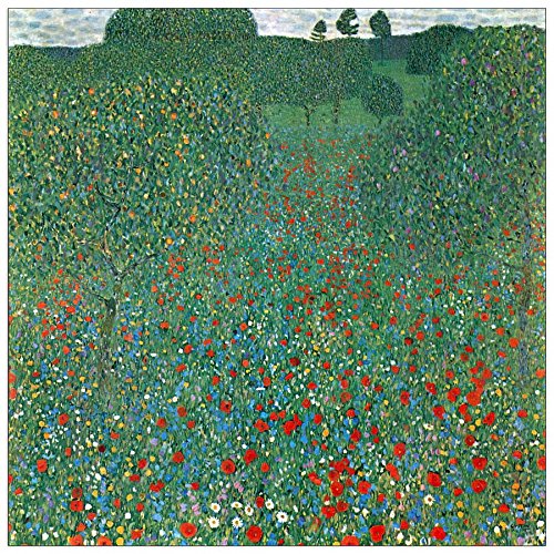 ArtPlaza Klimt Gustav-Poppy Field, Dekorative Paneele, Holz, Mehrfarbig, 100 x 1.8 x 100 cm von ArtPlaza