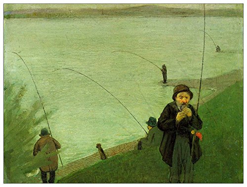 ArtPlaza Macke August-Anglers on The Rhine, Dekorative Paneele, Holz, Mehrfarbig, 80 x 1.8 x 60 cm von ArtPlaza