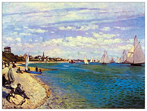 ArtPlaza Monet Claude-The Beach at Sainte Adresse, Dekorative Paneele, Holz, Mehrfarbig, 80 x 1.8 x 60 cm von ArtPlaza