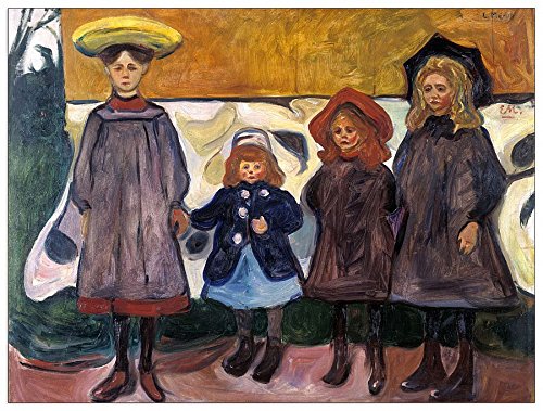 ArtPlaza Munch Edvard-Four Girls, Dekorative Paneele, Holz, Mehrfarbig, 80 x 1.8 x 60 cm von ArtPlaza