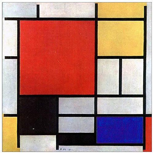 ArtPlaza Piet Mondrian-Composition 1921, Dekorative Paneele, Holz, Mehrfarbig, 50 x 1.8 x 50 cm von ArtPlaza