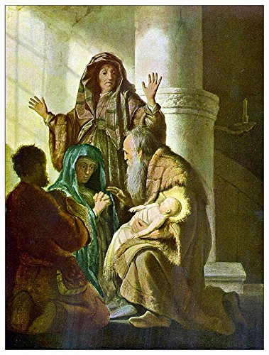 ArtPlaza Rembrandt-Hannah and Simeon in The Temple, Dekorative Paneele, Holz, Mehrfarbig, 60 x 1.8 x 80 cm von ArtPlaza