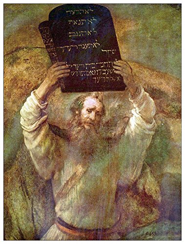 ArtPlaza Rembrandt-Moses with The Commandments, Dekorative Paneele, Holz, Mehrfarbig, 60 x 1.8 x 80 cm von ArtPlaza