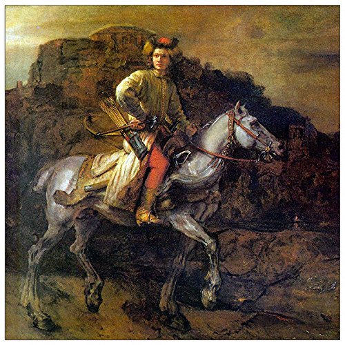 ArtPlaza Rembrandt-The Polish Rider, Dekorative Paneele, Holz, Mehrfarbig, 70 x 1.8 x 70 cm von ArtPlaza