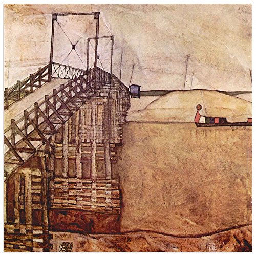 ArtPlaza Schiele Egon-The Bridge, Dekorative Paneele, Holz, Mehrfarbig, 30 x 1.8 x 30 cm von ArtPlaza