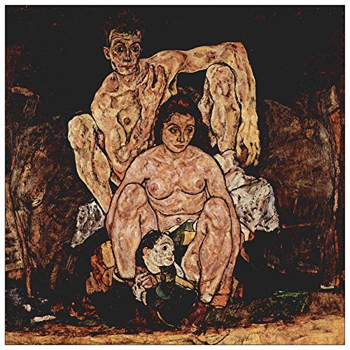ArtPlaza Schiele Egon-The Family, Dekorative Paneele, Holz, Mehrfarbig, 50 x 1.8 x 50 cm von ArtPlaza