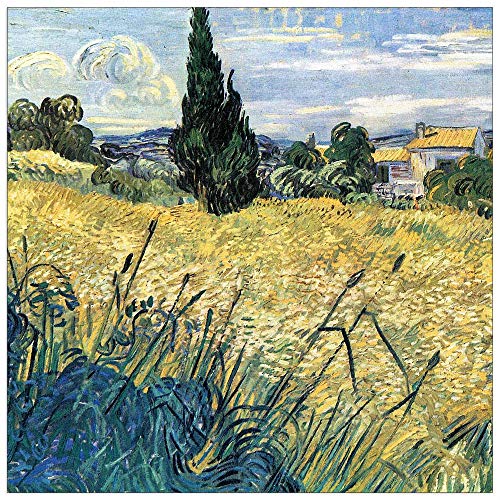 ArtPlaza TW91083 Van Gogh Vincent - Green wheat field with cypress Dekorative Paneele, Holz MDF, Multifarbiert, 50x50 Cm von ArtPlaza