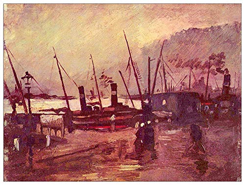 ArtPlaza TW91188 Van Gogh Vincent - Ships in Antwerp Dekorative Paneele, Holz MDF, Multifarbiert, 80x60 Cm von ArtPlaza