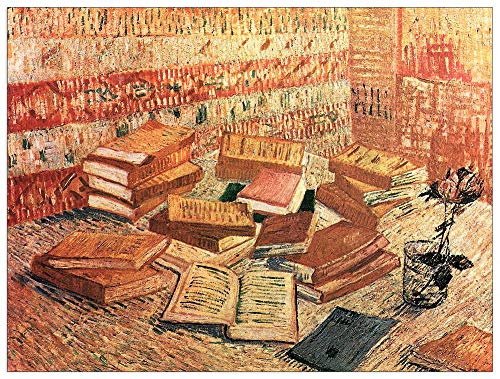 ArtPlaza TW91204 Van Gogh Vincent-Still Life French Novels, and Glass with Rose Dekorative Paneele, Holz MDF, Multifarbiert, 80x60 Cm von ArtPlaza
