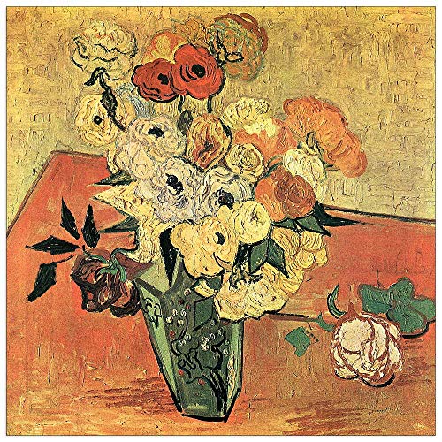 ArtPlaza TW91207 Van Gogh Vincent - Still Life with Japanese vase, roses and anemones Dekorative Paneele, Holz MDF, Multifarbiert, 50x50 Cm von ArtPlaza