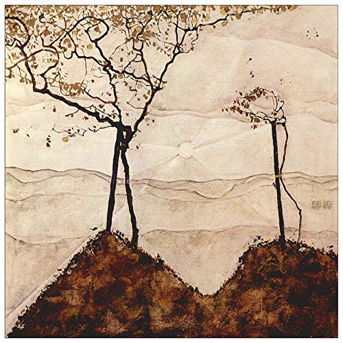ArtPlaza TW91435 Schiele Egon - Autumn sun and trees Dekorative Paneele, Holz MDF, Multifarbiert, 50x50 Cm von ArtPlaza