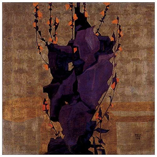 ArtPlaza TW91471 Schiele Egon - Stylized floral before decorative background, style of life Dekorative Paneele, Holz MDF, Multifarbiert, 50x50 Cm von ArtPlaza