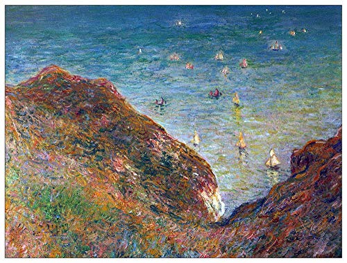ArtPlaza TW91846 Monet Claude - On the cliffs of Pour Ville, Fine weather Dekorative Paneele, Holz MDF, Multifarbiert, 80x60 Cm von ArtPlaza
