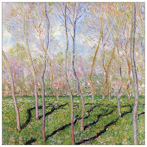 ArtPlaza TW92001 Monet Claude - Trees in winter, look at Bennecourt Dekorative Paneele, Holz MDF, Multifarbiert, 100x100 Cm von ArtPlaza
