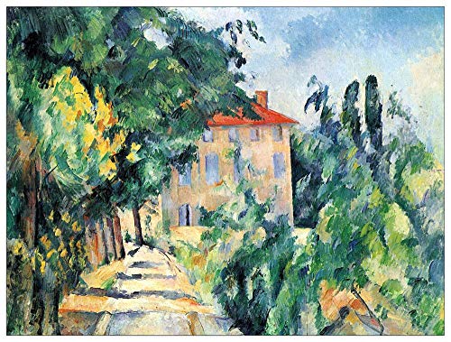 ArtPlaza TW92116 Cezanne Paul - House with Red Roof Dekorative Paneele, Holz MDF, Multifarbiert, 80x60 Cm von ArtPlaza