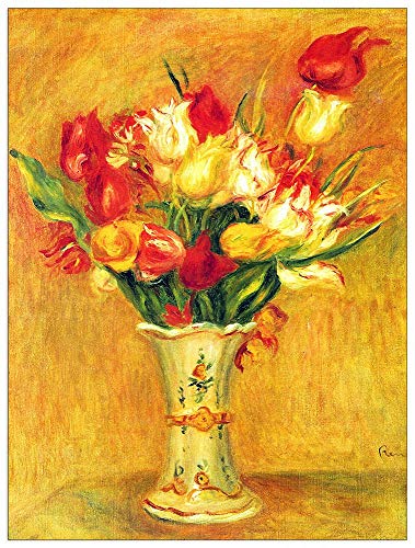 ArtPlaza TW92824 Renoir Pierre-Auguste - Tulips in a Vase Dekorative Paneele, Holz MDF, Multifarbiert, 60x80 Cm von ArtPlaza