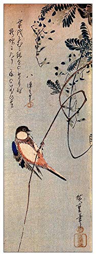 ArtPlaza TW92849 Hiroshige Utagawa - A bird on a wisteria Dekorative Paneele, Holz MDF, Multifarbiert, 50x140 Cm von ArtPlaza