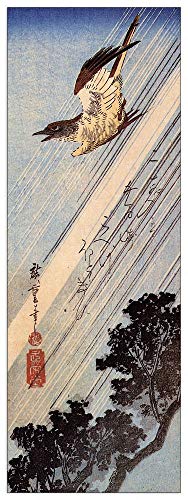 ArtPlaza TW92852 Hiroshige Utagawa - A Cuckoo flying through the rain Dekorative Paneele, Holz MDF, Multifarbiert, 50x140 Cm von ArtPlaza