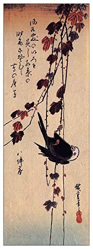 ArtPlaza TW92853 Hiroshige Utagawa - A small black bird hanging on ivy Dekorative Paneele, Holz MDF, Multifarbiert, 50x140 Cm von ArtPlaza