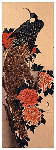 ArtPlaza TW93002 Hiroshige Utagawa - Peacock and peony Dekorative Paneele, Holz MDF, Multifarbiert, 50x140 Cm von ArtPlaza