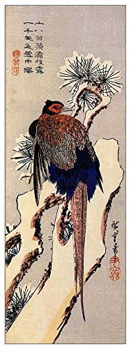 ArtPlaza TW93005 Hiroshige Utagawa - Pheasant on a snow covered pine Dekorative Paneele, Holz MDF, Multifarbiert, 50x140 Cm von ArtPlaza