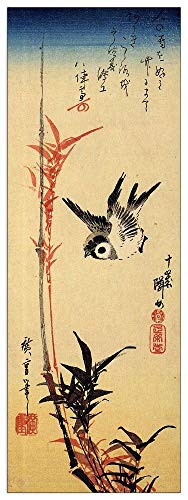 ArtPlaza TW93016 Hiroshige Utagawa - Sparrow and bamboo III Dekorative Paneele, Holz MDF, Multifarbiert, 50x140 Cm von ArtPlaza