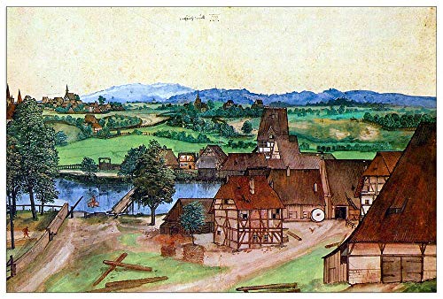 ArtPlaza TW93208 Albrecht Durer - Nuremberg, wire-pullers at the mill Pegnitz Dekorative Paneele, Holz MDF, Multifarbiert, 90x60 Cm von ArtPlaza