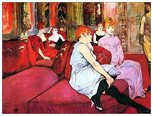 ArtPlaza Toulouse-Lautrec-Salon in The Rue de Moulins, Dekorative Paneele, Holz, Mehrfarbig, 80 x 1.8 x 60 cm von ArtPlaza