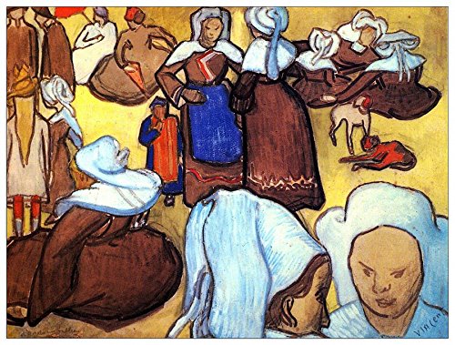 ArtPlaza Van Gogh Vincent-Breton Women After Emile Bernard, Dekorative Paneele, Holz, Mehrfarbig, 80 x 1.8 x 60 cm von ArtPlaza