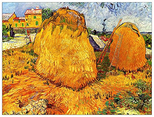 ArtPlaza Van Gogh Vincent-Haystacks in Provence II, Dekorative Paneele, Holz, Mehrfarbig, 80 x 1.8 x 60 cm von ArtPlaza
