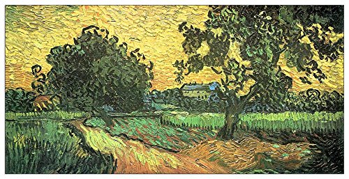 ArtPlaza Landschaft mit Schloss Sonnenuntergang Van Gogh Vincent-Landscape with Castle Auvers at Sunset , Dekorative Paneele, Holz, Mehrfarbig, 140 x 1.8 x 70 cm von ArtPlaza