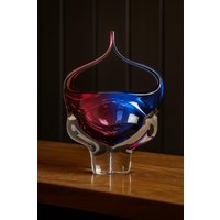 Czech Art Glass Korb Rubin Bis Blau | 1960Er Jahre Handmade Tschechoslowakei Dekor Seltenes Sammler Stück von ArtPraga