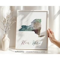 New York Map Kunstdruck Aquarell State Pride Dekoration von ArtPrintsVicky